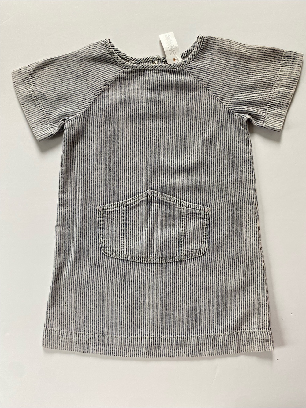 Gymboree Denim Dress 4 NWT Railroad Stripes Blue White Hickory Stripe Pocket